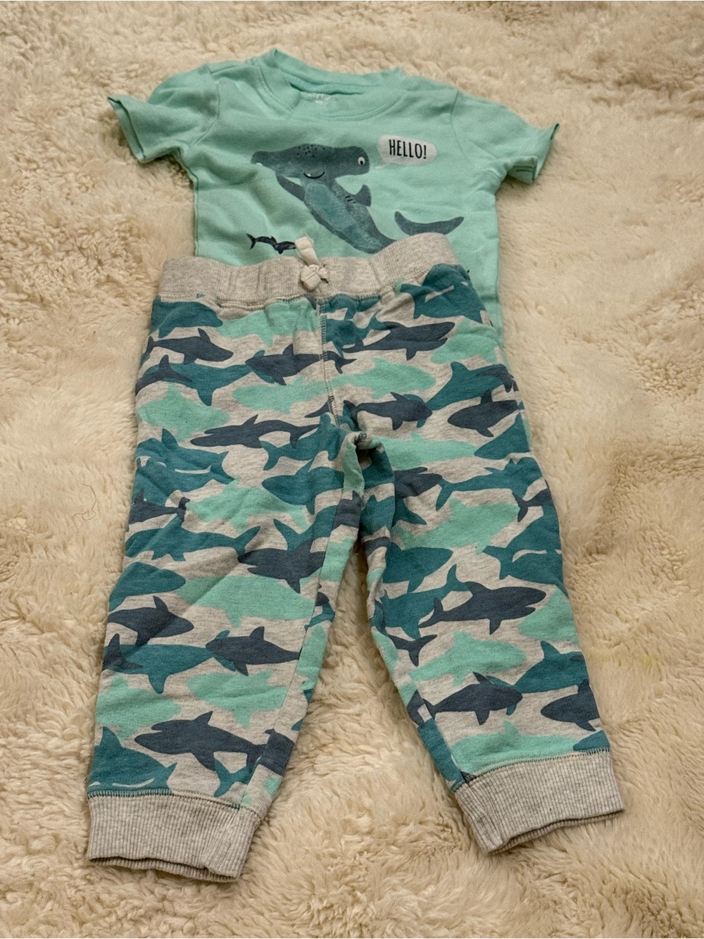 Carter's Teal & Gray Shark Print Joggers
